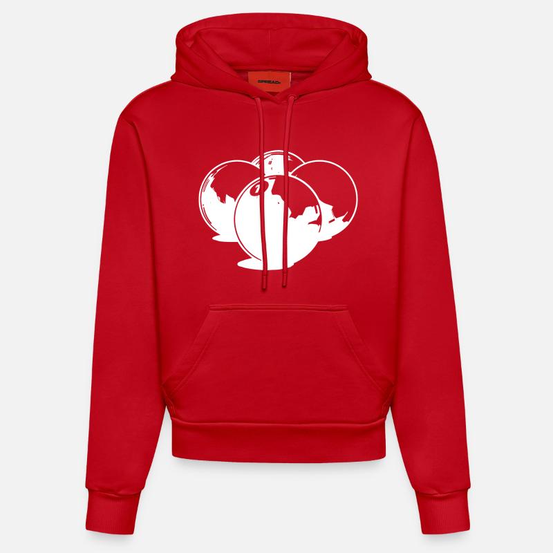 Dessin de boules de billard - Sweat à capuche bio ajusté fabriqué en UE - rouge
