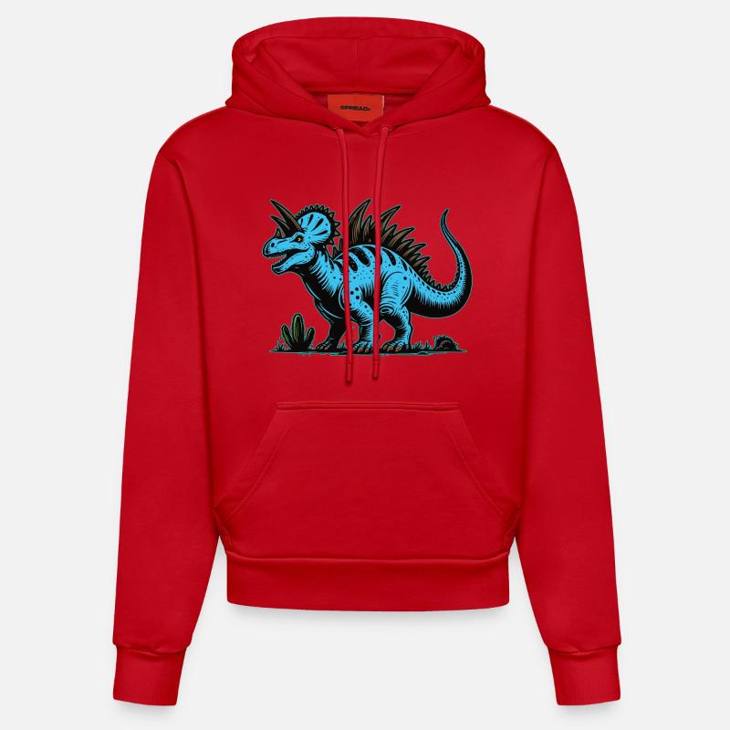 Conception de dinosaure mutant bleu - Sweat à capuche bio ajusté fabriqué en UE - rouge