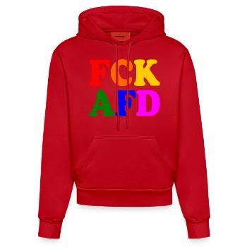 Fck afd - Organic Fitted Hoodie Made in EU - Rot - Vorne