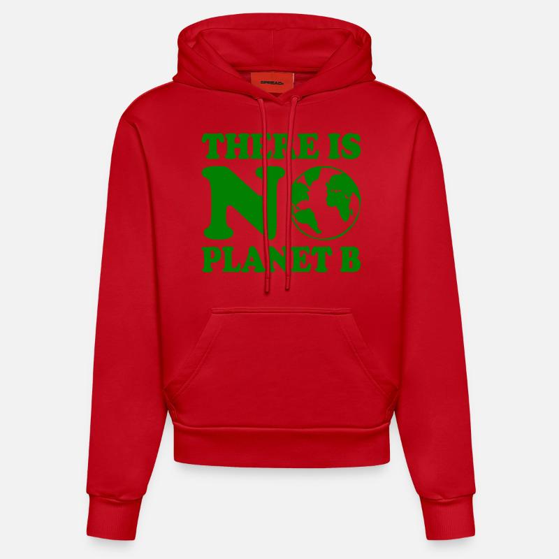 There is no planet b - Sweat à capuche bio ajusté fabriqué en UE - rouge