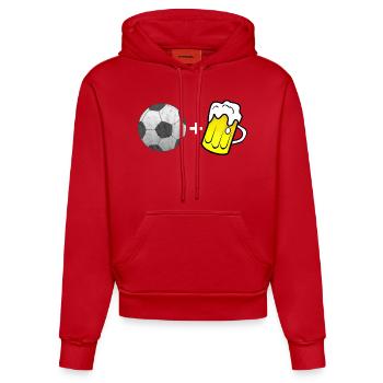 Football and beer - Organic Fitted Hoodie Made in EU - red - Front