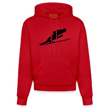 Ski long jump Skiflug Ski jumping Skiweitflug - Organic Fitted Hoodie Made in EU - red - Front
