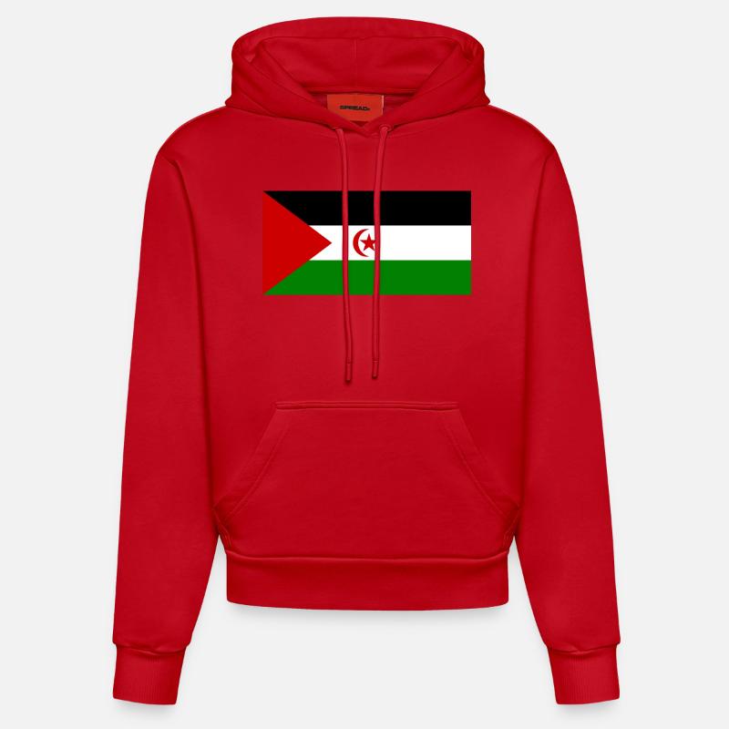 Drapeau du Sahara occidental - Sweat à capuche bio ajusté fabriqué en UE - rouge