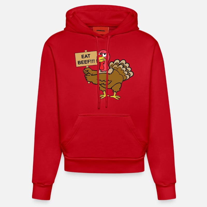 Turquie de dinde de Thanksgiving - Sweat à capuche bio ajusté fabriqué en UE - rouge