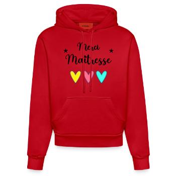 MERCI. MERCI MAÎTRESSE. CADEAU MAÎTRESSE. VACANCES - Sweat à capuche bio ajusté fabriqué en UE - rouge - Devant