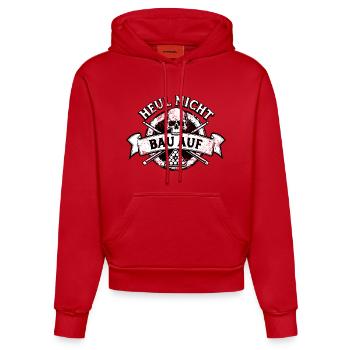 Heul nicht bau auf - Eight Ball - Billard Spieler - Organic Fitted Hoodie Made in EU - Rot - Vorne