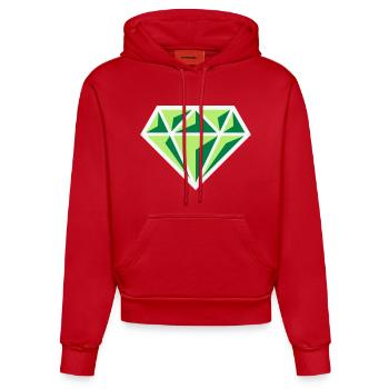 Diamant (pierre précieuse symbole brillant / NEG Gre 3C) - Sweat à capuche bio ajusté fabriqué en UE - rouge - Devant