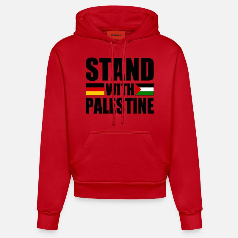 Stand with palestine - Sweat à capuche bio ajusté fabriqué en UE - rouge