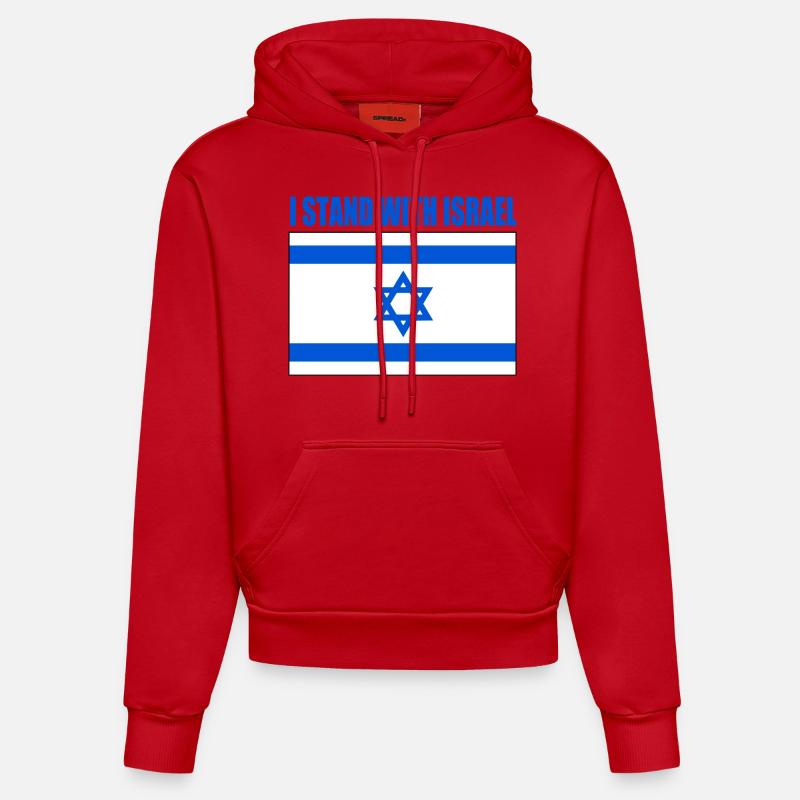 I stand with israel - Sweat à capuche bio ajusté fabriqué en UE - rouge