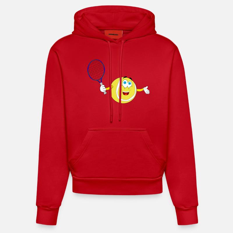 smiley smiley balle de tennis - Sweat à capuche bio ajusté fabriqué en UE - rouge