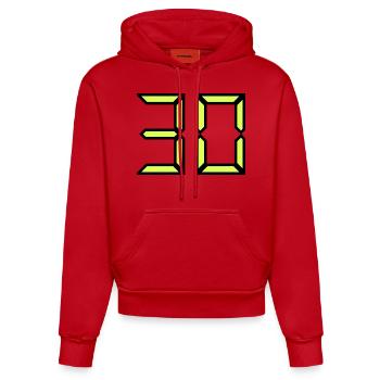 30. 30 YEARS. 30TH ANNIVERSARY. 30 YEARS ANNIVERSARY - Organic Fitted Hoodie Made in EU - red - Front