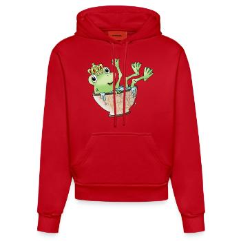 Frog Frog King Crown Animal Cup Green - Organic Fitted Hoodie Made in EU - red - Front