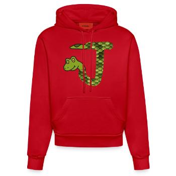 snake j - Organic Fitted Hoodie Made in EU - red - Front
