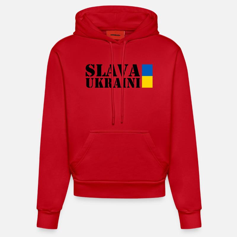 Slava ukraini - Sweat à capuche bio ajusté fabriqué en UE - rouge