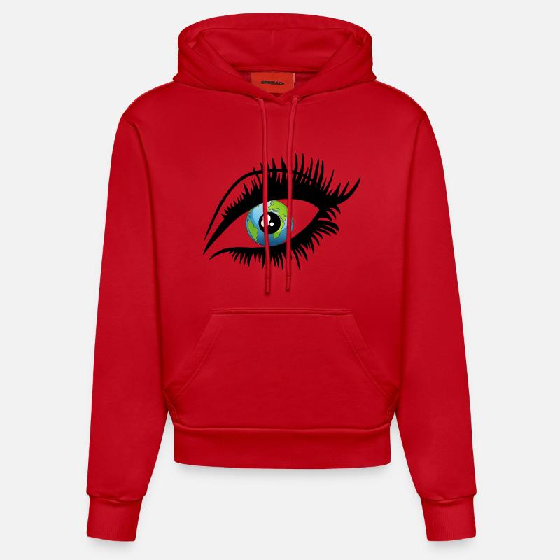 Ein weiterer Blick auf die Welt - Organic Fitted Hoodie Made in EU - Rot