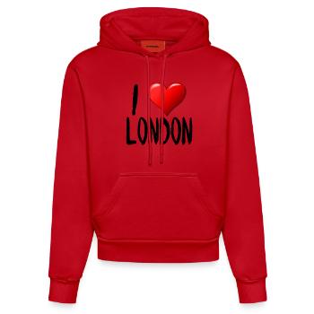 I Love London - Organic Fitted Hoodie Made in EU - Rot - Vorne