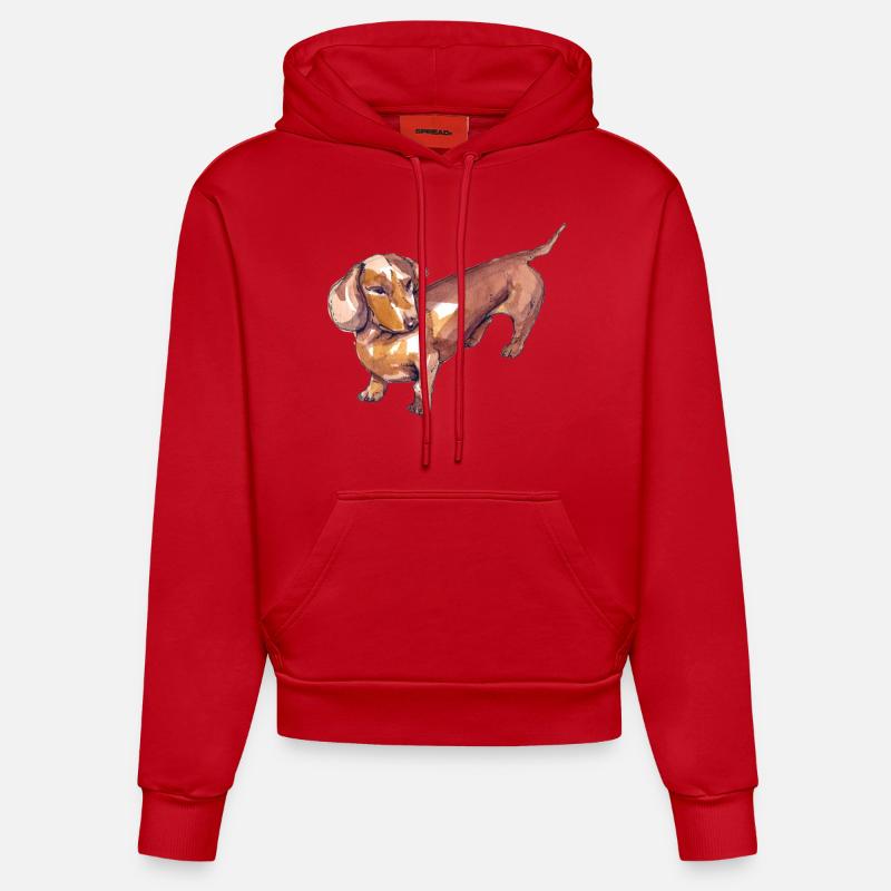 teckel - Sweat à capuche bio ajusté fabriqué en UE - rouge