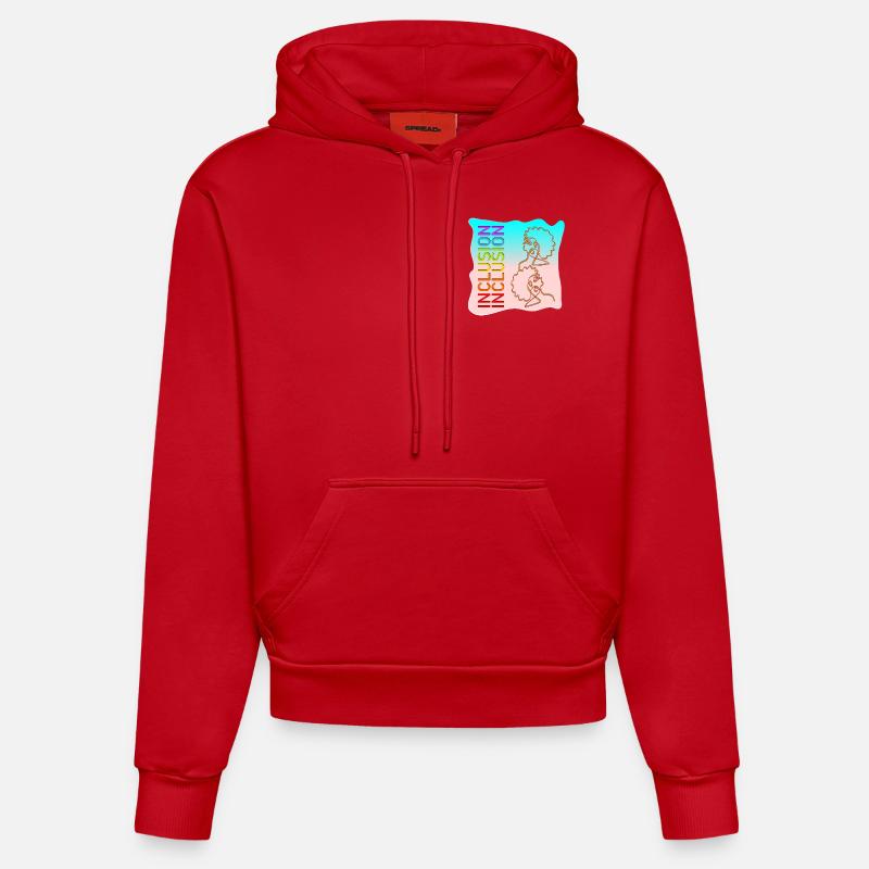 INCLUSION DIVERSITÉ DESSIN AU TRAIT - Sweat à capuche bio ajusté fabriqué en UE - rouge