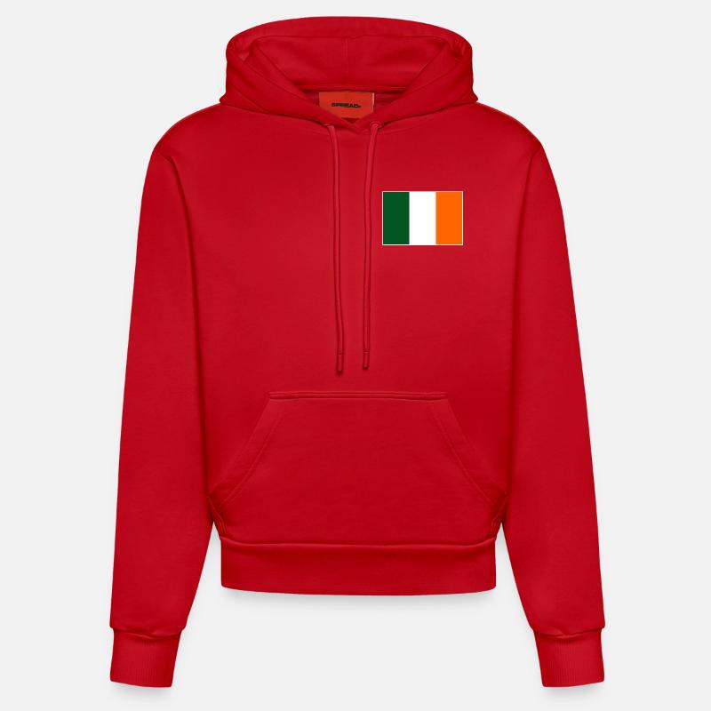 Drapeau de l’Irlande - Sweat à capuche bio ajusté fabriqué en UE - rouge