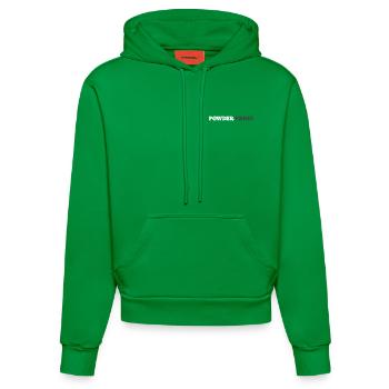 Powder Panic Logo - Organic Fitted Hoodie Made in EU - City Green - Front