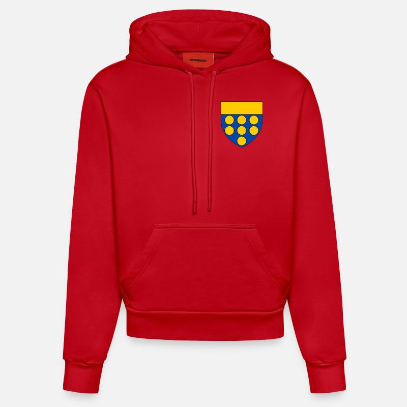 Blason de la Brie - Sweat à capuche bio ajusté fabriqué en UE - rouge