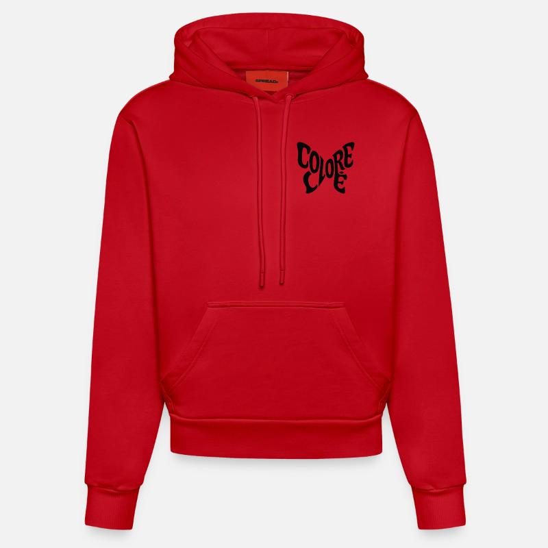 Silhouette papillon Design moderne - Sweat à capuche bio ajusté fabriqué en UE - rouge