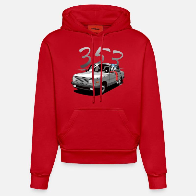 Wartburg 353 avec chauffeur - Sweat à capuche bio ajusté fabriqué en UE - rouge