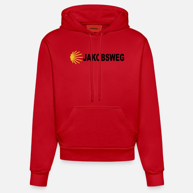 Chemin de pèlerinage de Saint-Jacques Saint Jacques de Compostelle wande - Sweat à capuche bio ajusté fabriqué en UE - rouge