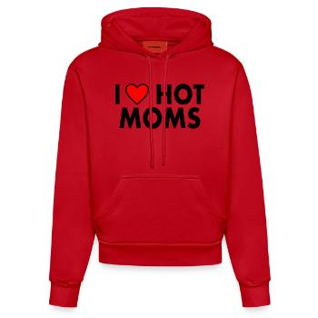 I love hot moms - Organic Fitted Hoodie Made in EU - Rot - Vorne