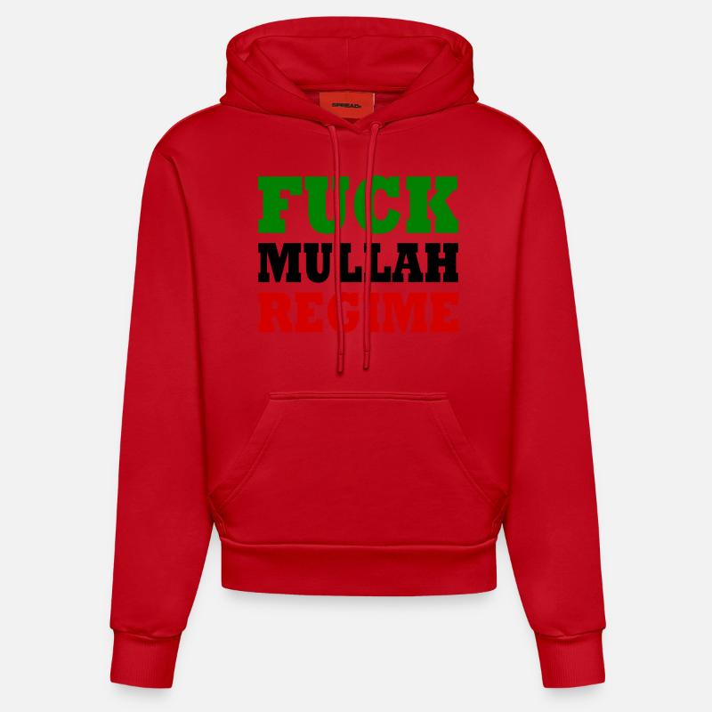 Fuck mullah regime iran - Sweat à capuche bio ajusté fabriqué en UE - rouge