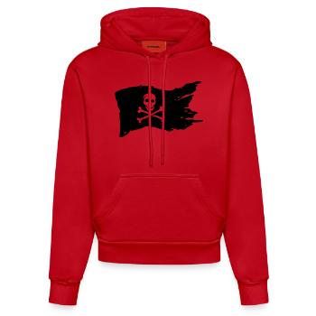 Piratenflagge - Organic Fitted Hoodie Made in EU - Rot - Vorne