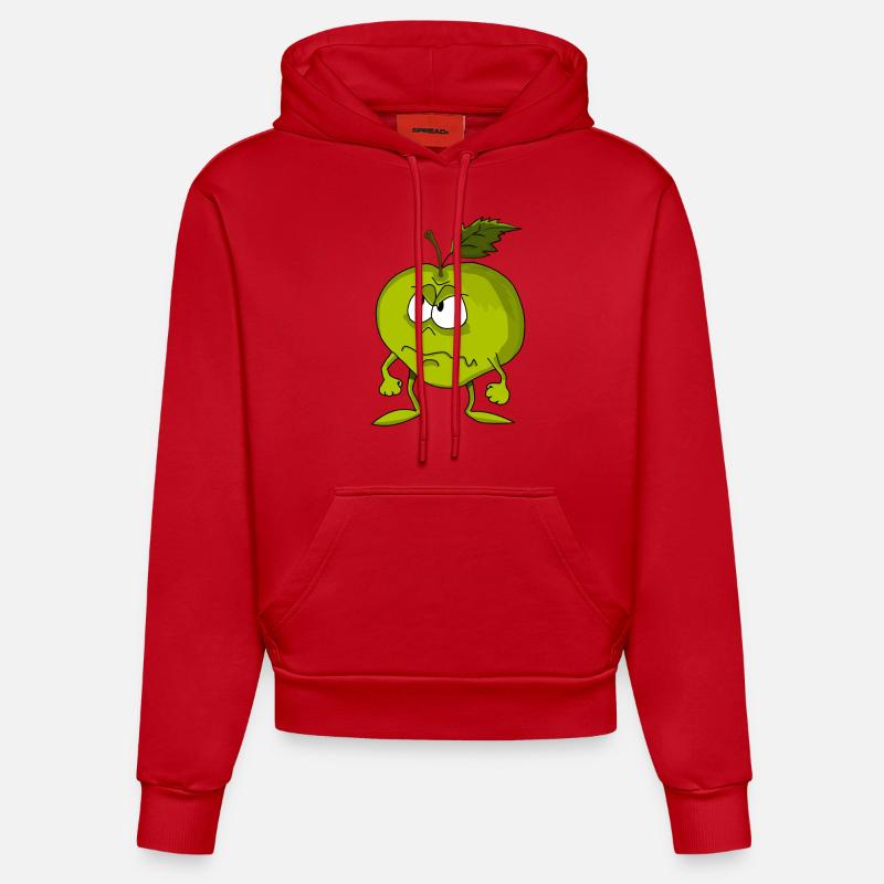 pomme verte Grim visage - Sweat à capuche bio ajusté fabriqué en UE - rouge