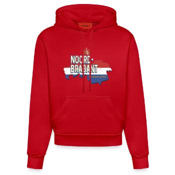 North Brabant Netherlands Retro Holland Souvenir - Organic Fitted Hoodie Made in EU - red - Front