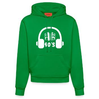 90er Kopfhörer Retro - Organic Fitted Hoodie Made in EU - City Green - Vorne