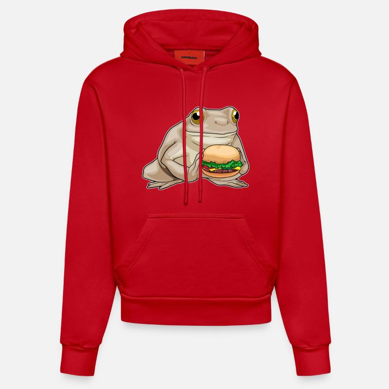 Burger de grenouille - Sweat à capuche bio ajusté fabriqué en UE - rouge