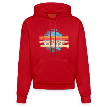 Flöte Grafik - Organic Fitted Hoodie Made in EU - Rot - Vorne