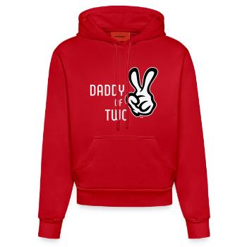 Daddy Of Two (Papa / Father / Victory / NEG 2C) - Organic Fitted Hoodie Made in EU - red - Front