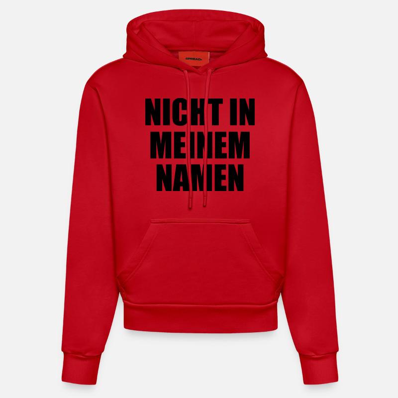 Pas en mon nom - Sweat à capuche bio ajusté fabriqué en UE - rouge