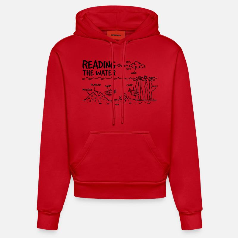 LECTURE DE L'EAU - Sweat à capuche bio ajusté fabriqué en UE - rouge
