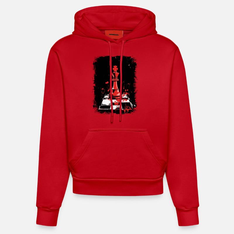 Pièce d’échecs roi - Sweat à capuche bio ajusté fabriqué en UE - rouge