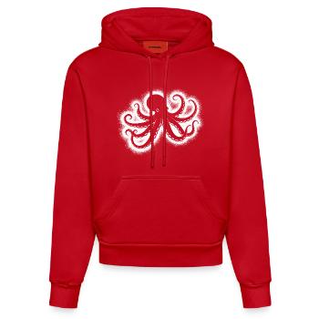 Octopus Men's Children's Boys Octopus - Organic Fitted Hoodie Made in EU - red - Front