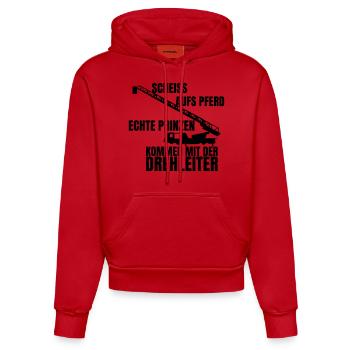 feuerwehr scheiss aufs Pferd echte Prinzen kommen - Organic Fitted Hoodie Made in EU - Rot - Vorne