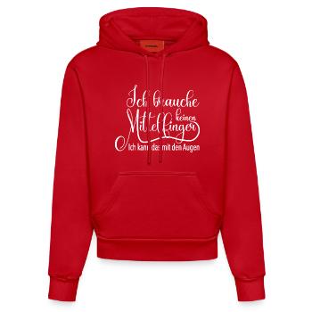 Ich brauche keinen Mittelfinger lustiger Spruch - Organic Fitted Hoodie Made in EU - Rot - Vorne