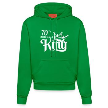 70th Birthday king - Organic Fitted Hoodie Made in EU - City Green - Front