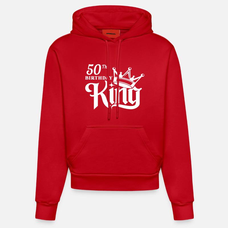 Roi du 50e anniversaire - Sweat à capuche bio ajusté fabriqué en UE - rouge