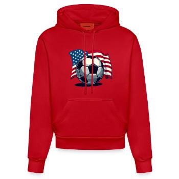 WM USA Fussball Fußballer Amerika Flagge - Organic Fitted Hoodie Made in EU - Rot - Vorne
