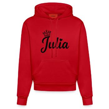 Juliette Nom Couronne Calligraphie personnalisée - Sweat à capuche bio ajusté fabriqué en UE - rouge - Devant