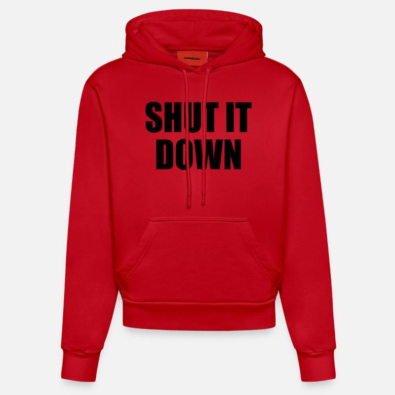 Shut it down - Sweat à capuche bio ajusté fabriqué en UE - rouge