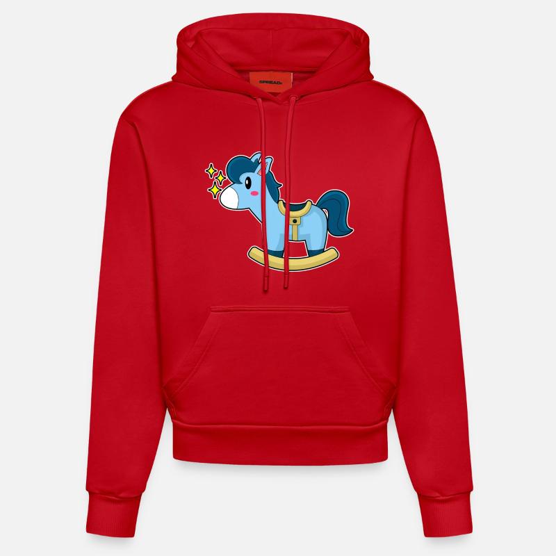 Cheval à bascule - Sweat à capuche bio ajusté fabriqué en UE - rouge