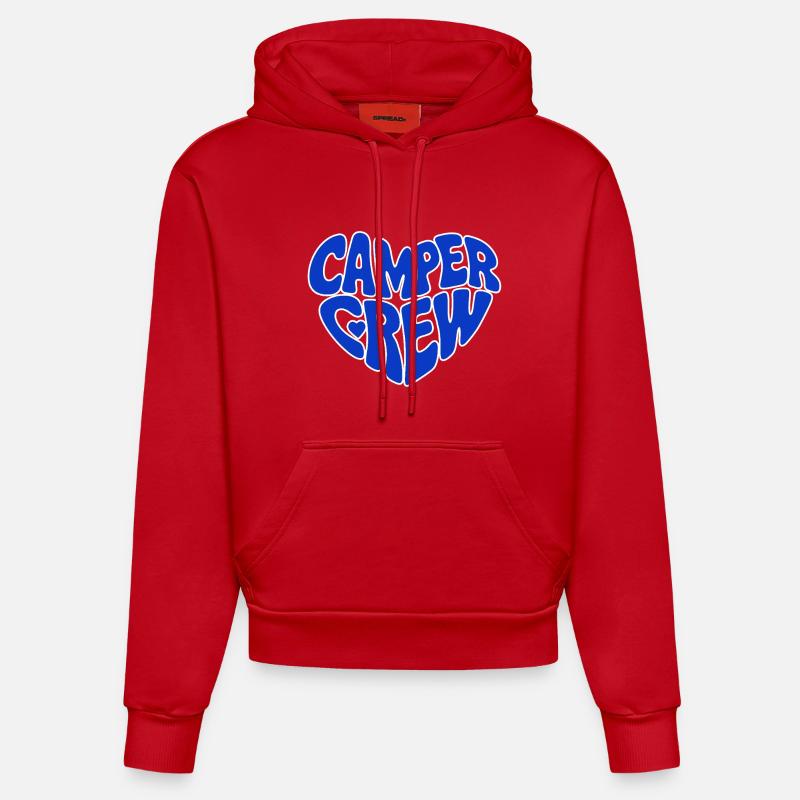 Équipe camping-campeur - Sweat à capuche bio ajusté fabriqué en UE - rouge